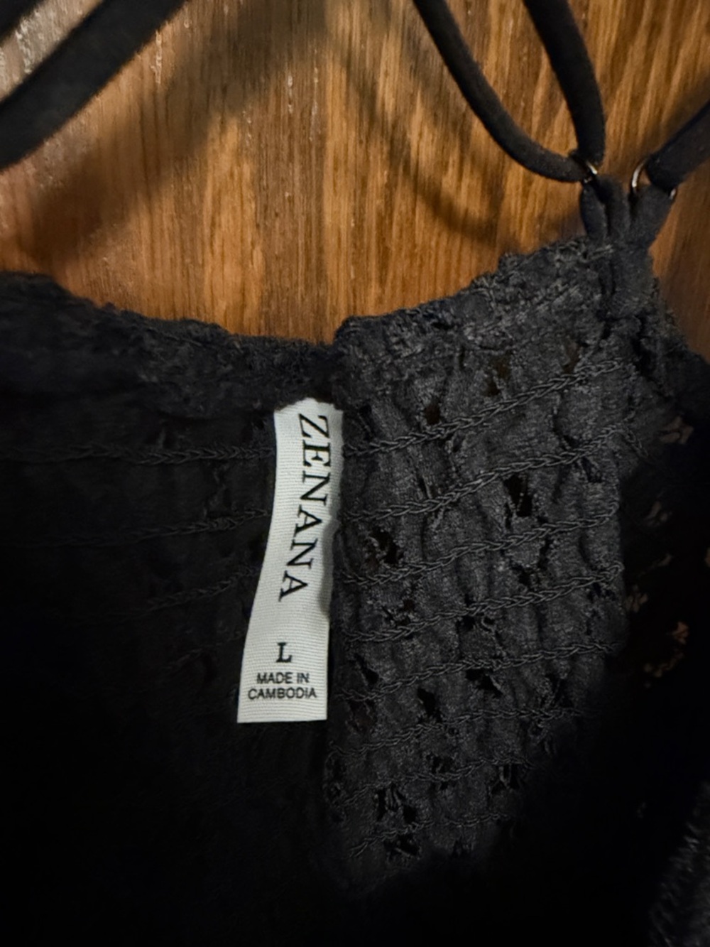 Zenana Outfitters Black Lace Tiered Spaghetti Strap Tank - Picture 2 of 3